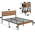 thumbnail image 4 of VECELO 3-piece Bedroom Set, Metal & Wood Platform Bed with Set of 2 Nightstand, Queen Size, 4 of 7