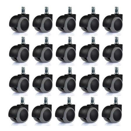 Kitchen Chair Casters Swivel Wideskall® 20 Pieces Replacement Swivel Office Chair Wheels Plastic Casters Universal Fit Set of 20 ()
