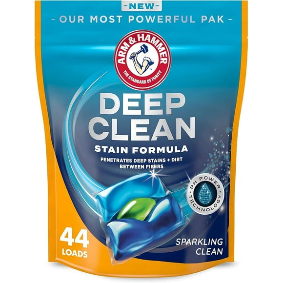 ARM & HAMMER Deep Clean Stain Formula, Laundry Detergent Power Paks, 44 ct.