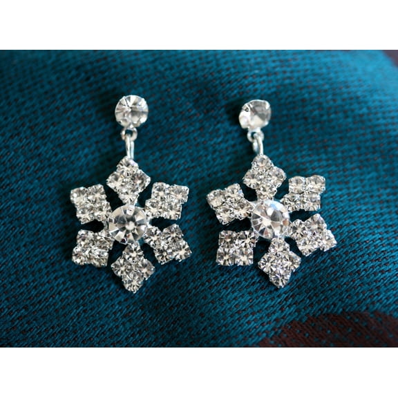 Just Love Jewels Sparkling Austrian Rhinestone Snowflake Earrings, Christmas Holiday Jewelry