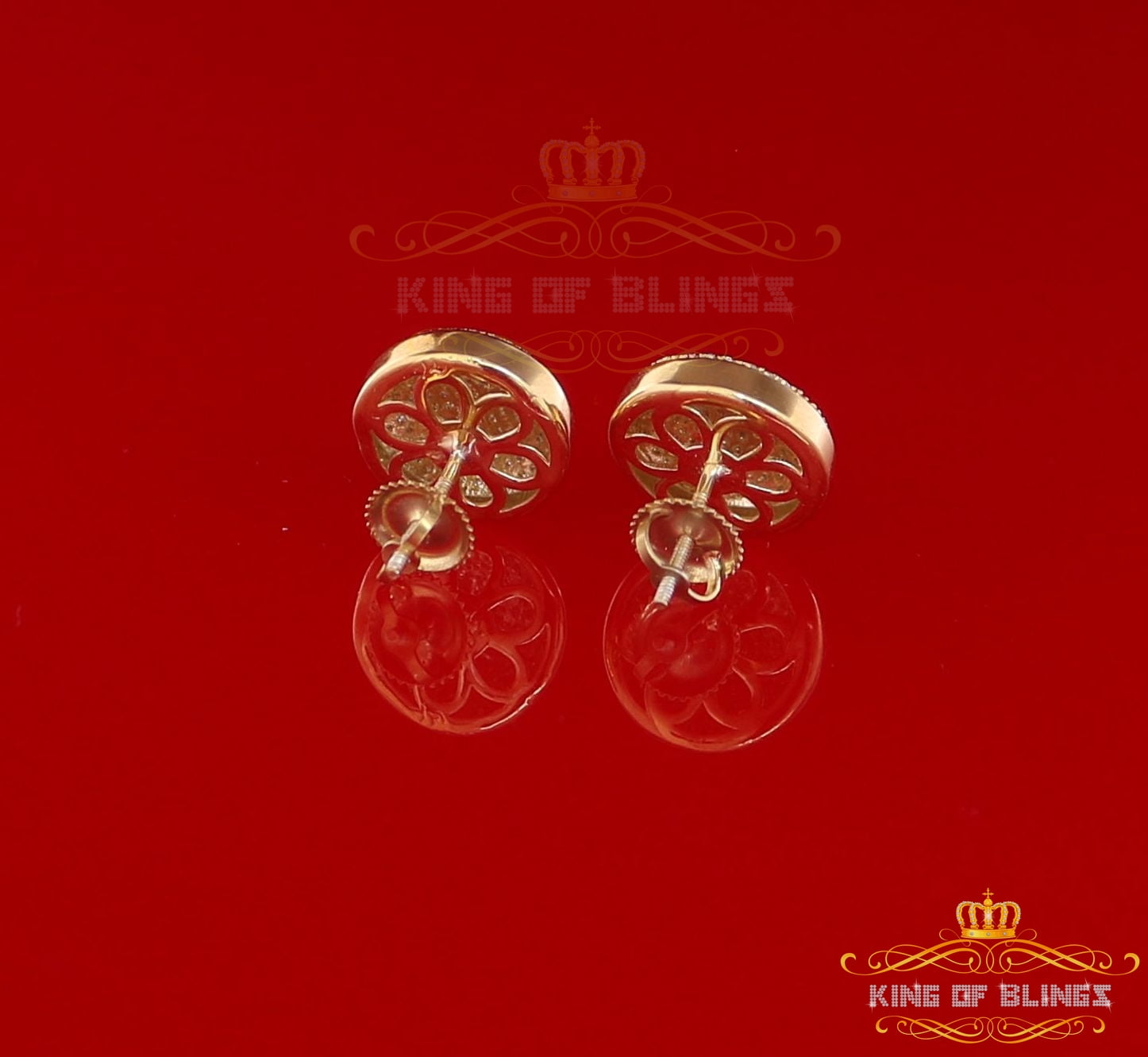 King of Bling's 925 Sterling Silver Yellow Hip Hop 0.66ct Diamond Men's/ Women's Stud Earrings