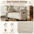 thumbnail image 2 of 48" Soft Corduroy Loveseat Sofa Couch with Soft Cushions and Side Storage Pocket, Sturdy Composite Board & Solid Wood Frame, High Rebound Sponge Sofa Couches for Living Room, Apartment, Beige, 2 of 6