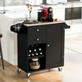 thumbnail image 3 of Kitchen Island Cart on Wheels, Rolling Kitchen Island with Storage | Spice Rack | Towel Holder, Microwave Stand Coffee Cart Trolley Cart, Black, 3 of 10