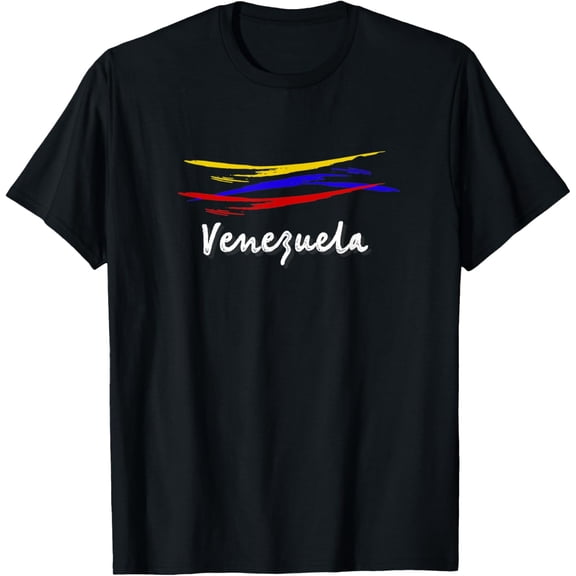 Venezuela Flag Colors Graphic T-Shirt Retro Patriotic Souvenir Tee for Men and Women Adult Short Sleeve Cotton Top