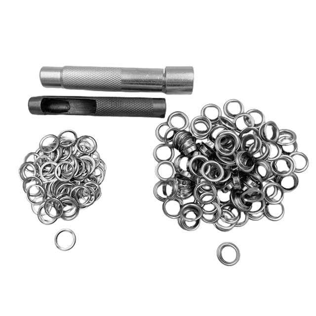 Outil de Perforation d'Illets + Perforation de Trous + 100 Ensembles d'Outils en Cuir à Illets Argentés