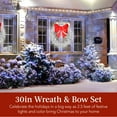thumbnail image 3 of Best Choice Products 30in Pre-Lit Outdoor Christmas Wreath, LED Metal Holiday Decor w/ 100 Lights, Bow - Silver/Red, 3 of 8
