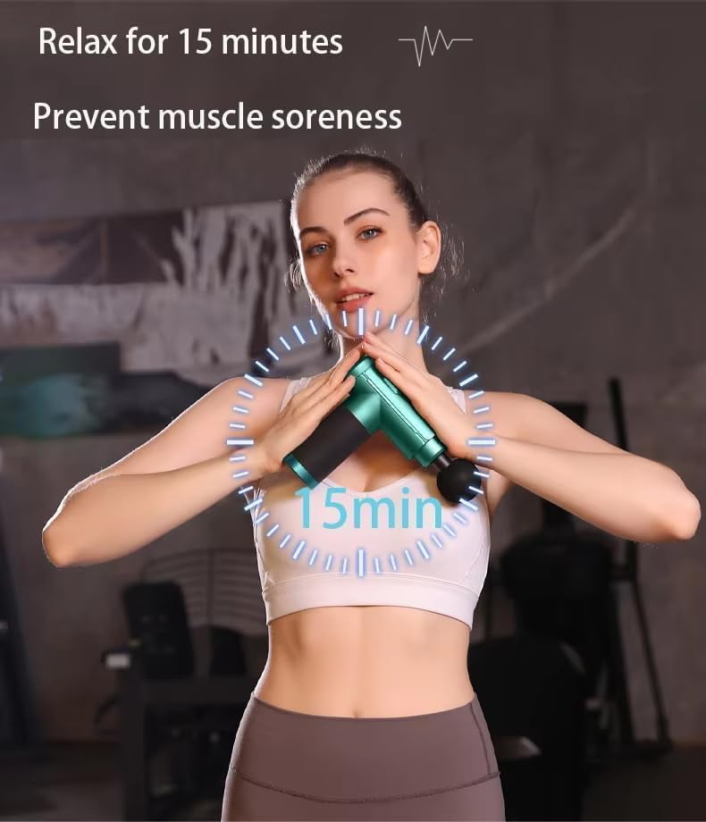 Massage Gun Home-use Exercise Muscle Relaxation Massager 32 Speeds and 8 Massages Heads Silent Extremely Long Battery Life Portable Handheld for Legs,Back,Arms,Waist Pain Relief (Red)