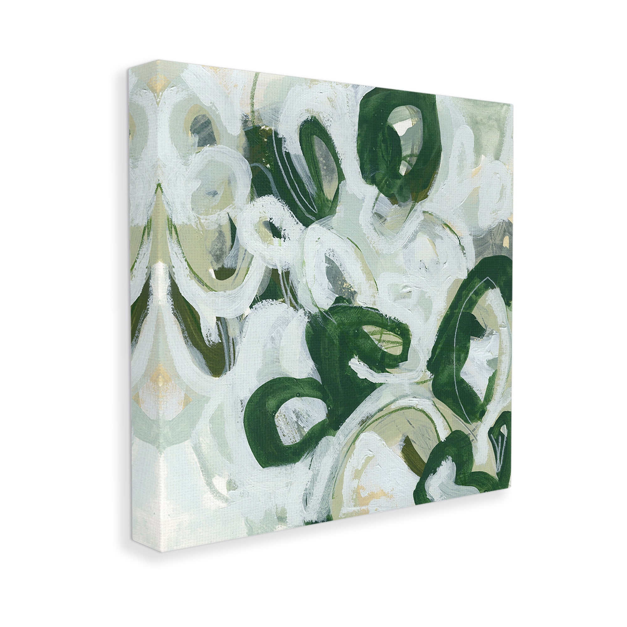 Stupell Industries Green Hued Shapes Abstract Painting Gallery Wrapped Canvas Art Print Wall Art, 36 x 36