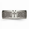 thumbnail image 4 of Titanium Beveled Edge 8mm Laser Design Brushed & Polished Band, 4 of 9