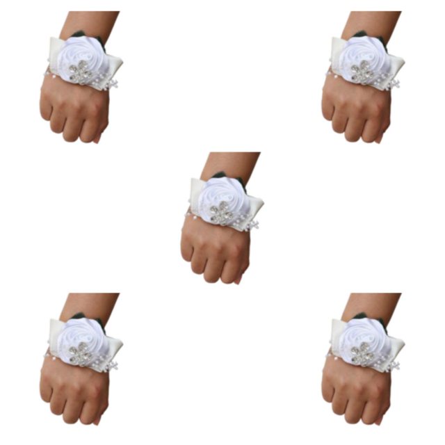 relayinert Unique Stretch Wristband With Handmade Satin Roses For Stylish Look Easy To Wear N16 white 5Set