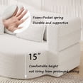 thumbnail image 2 of Tabaray Modern Floor Sofa Bed Full Size, 78"Convertible Teddy Fabric Foam Filled Sleeper Sofa Bed Small Queen,15"H Folding Mattress for Living Room, Guest Bed, Playroom, no assembly required, Beige, 2 of 9