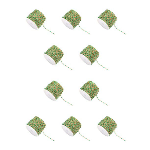 Wosthever Cadena a granel de cuentas de esmalte de colores para la fabricación de joyas cadena de cuentas Simple de acero inoxidable resistente Oro+Verde 10Conjunto