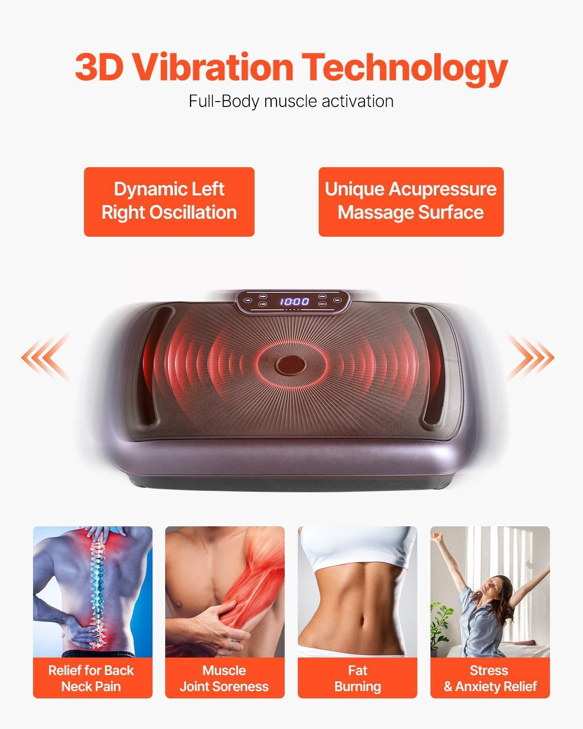 Vibration Plate Exercise Machine Whole Body Shaker Fitness Platform Black