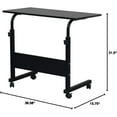 thumbnail image 2 of QRKD Rolling Sofa Side Table Mobile Snack Table, Height Adjustable Portable Laptop Computer Stand Desks Breakfast Tray Table with Wheels for Living Room Bedroom, Wood Desktop with Metal Frame (Black), 2 of 19