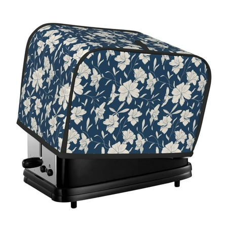

KLL Lilies Flowers Print 2 Slice Toaster Dust Covers Kitchen Small Appliance Cover with 2 Pockets Can hold Jam Spreader Knife & Toaster Tongs (11.4 x 7.9 x 7.5)