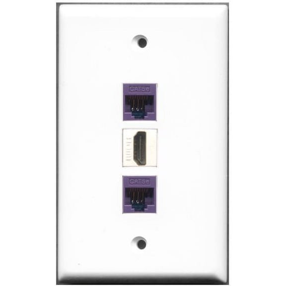 RiteAV - 1 Port HDMI 2 Port Cat5e Ethernet Purple Wall Plate