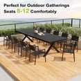 thumbnail image 3 of Pellebant 118" Outdoor Dining Table for 8-12, Aluminum Sturdy Frame with Umbrella Hole, Black Wood-Grain Top, 3 of 7