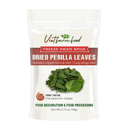 DRIED PERILLA LEAVES 1.76 Oz (50g) VIETFARMFOOD: Pure, natural freeze-dried spice made from real vegetables and fruits - perfect for enhancing every meal, from cooking, baking, salads, soups, sauces