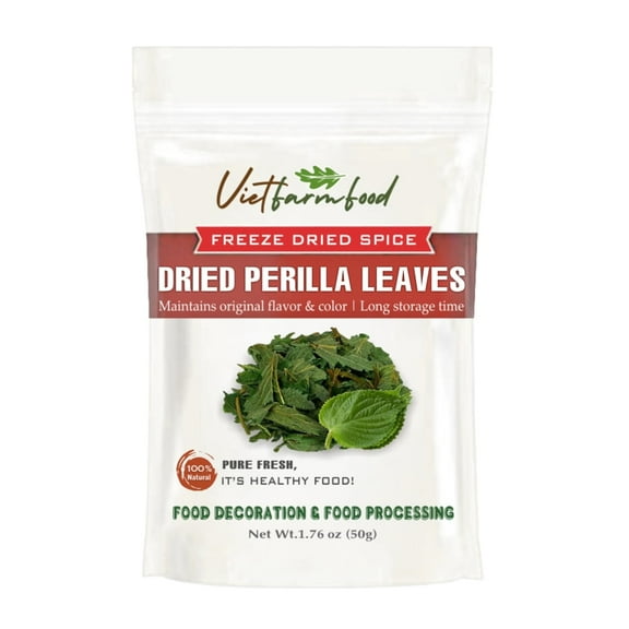 DRIED PERILLA LEAVES 1.76 Oz (50g) VIETFARMFOOD: Pure, natural freeze-dried spice made from real vegetables and fruits - perfect for enhancing every meal, from cooking, baking, salads, soups, sauces