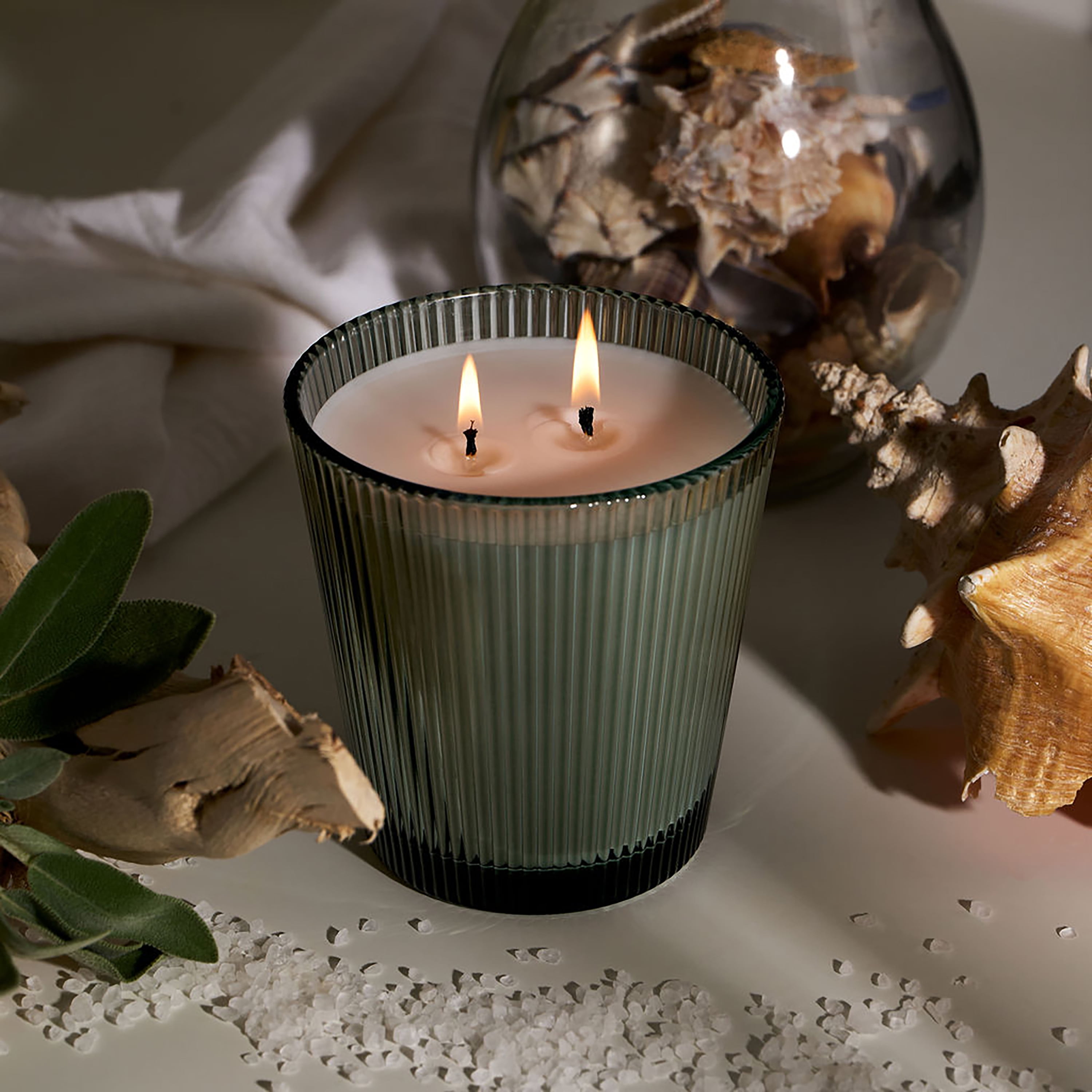 Better Homes & Gardens Fine Fragrance Collection, Sea Salt Woods Scented 2-Wick Jar Candle 16 oz.