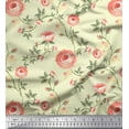 thumbnail image 1 of Soimoi Velvet Fabric Leaves & Camellias Floral Printed Fabric 1 Yard 58 Inch Wide, 1 of 3