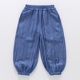 thumbnail image 4 of Boys Summer Lightweight Pants for Daily Casual Outdoor Wear - Loose Fit Joggers with Elastic Waist Breathable Long Trousers for 2-10 Years, 5-6 Years, Dark Blue, 4 of 5