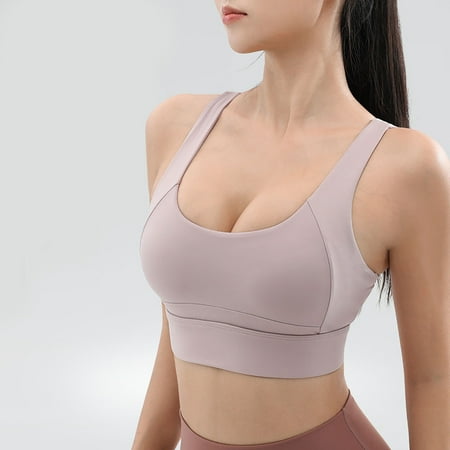 Voncos Lingerie for Women- Women s Sports Underwear Fitness Yoga Quick-drying Shockproof Vest Running Sports Bra Purple M