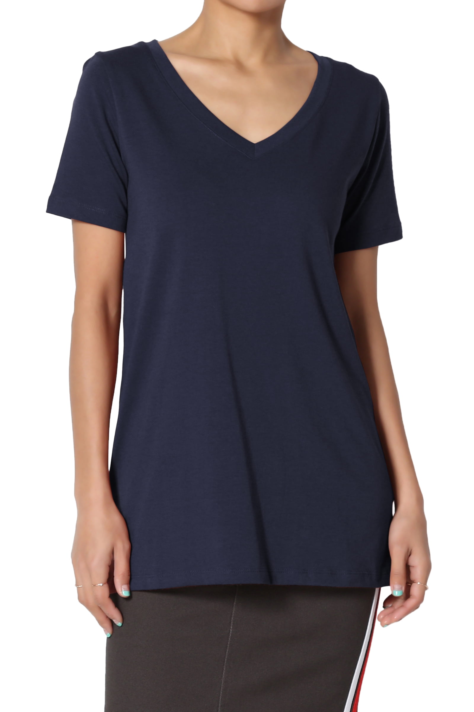 TheMogan TheMogan Women's PLUS Basic VNeck Short Sleeve Stretch