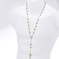 thumbnail image 3 of Rosary 6 mm Black Bead Gold and Silver Tone Guadalupe & Jesus Cross 28" Necklace HR 600, 3 of 3