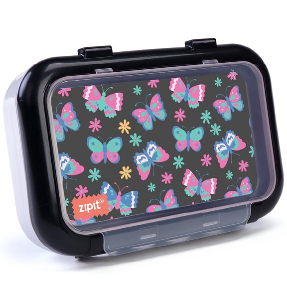 ZIPIT: 2 Compartment Recycled Box - Butterflies - Large Capacity Pencil Case, Plastic Stationery Organizer, School Supplies-Toys Holder, Kids Girl-Boy
