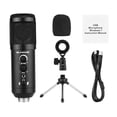 thumbnail image 3 of Riwcyla USB Condenser Microphone Computer Mic Kit with Desktop Metal Tripod Stand Windscreen USB Cable for Recording Live Streaming Online Singing Meeting Teaching, 3 of 6