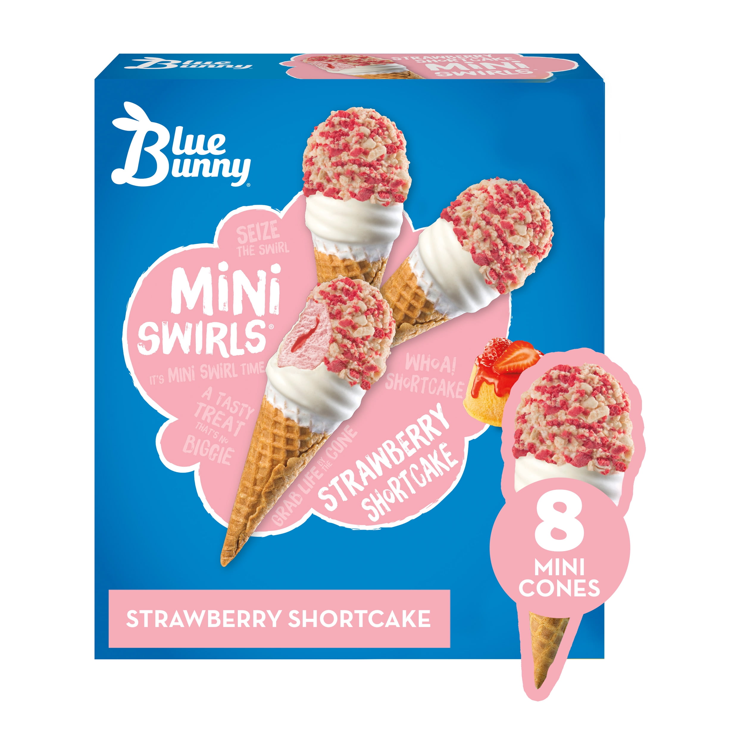 Blue Bunny Mini Swirls Strawberry Shortcake Cones, 8 Pack - Walmart.com