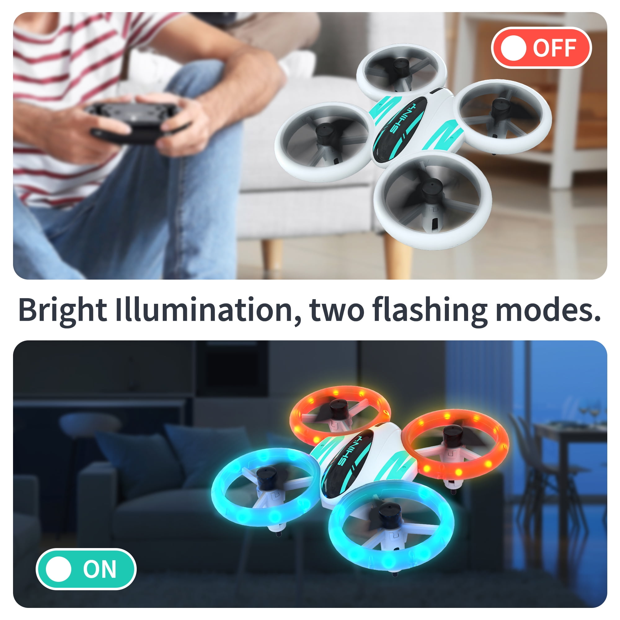 DEERC DC11 Mini Drone for Kids, RC Nano Quadcopter with LED Lights for Beginners with Altitude Hold, Demo Mode, 3 Batteries, Green