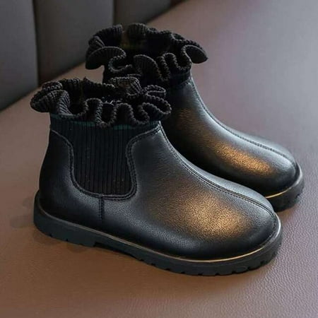 

ANXINDAXZ New Children Shoes Boots for Girls Winter Boots for Girl PU Leather Waterproof Winter Kids Snow Plus Size 22-37 Cashmere Warm