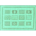 thumbnail image 1 of Ahgly Company Machine Washable Indoor Rectangle Abstract Turquoise Blue Modern Area Rugs, 2' x 5', 1 of 4