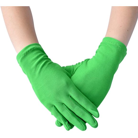 Zhengup Adult Spandex Gloves,Short Stretchy Opera Gloves for Halloween Party Costume 1920s Flapper Accessories