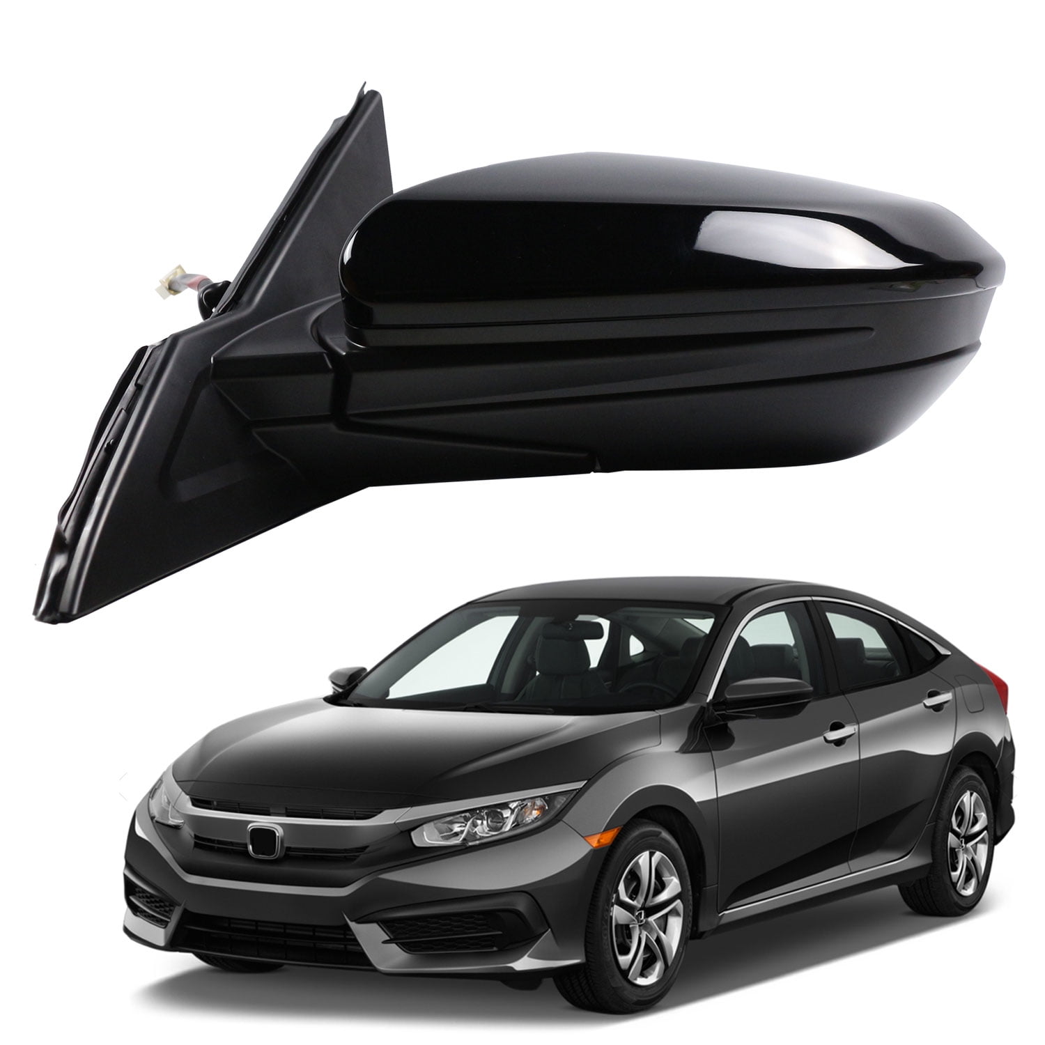 Marretoo Manual Folding Left Driver Side View Mirror for 2016-2023 Honda Civic Power, Black