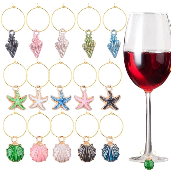 30Pcs Ocean Wine Glass Charms Starfish Shell Drink Markers for Stem Glasses Christmas Beach Wedding Decor