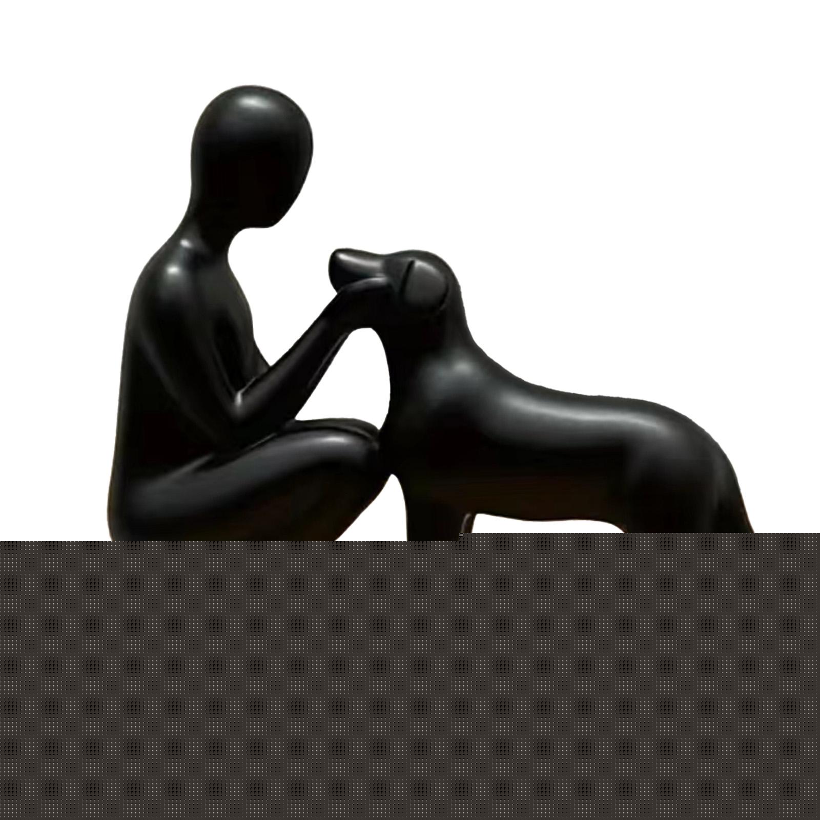 thumbnail image 4 of Figura decorativa de escritorio conmemorativa de hombre y perro, ideal para hoteles. Negro, 4 of 9
