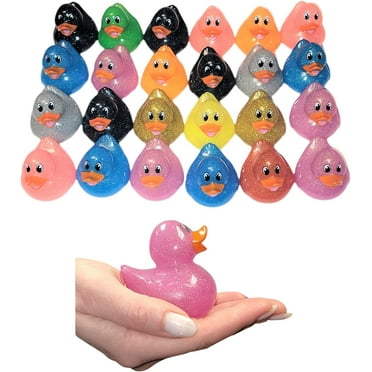 6 Pack-Colorful Glitter Rubber Duckies (2.5") Assorted Neon Color Ducks Ducky Duck