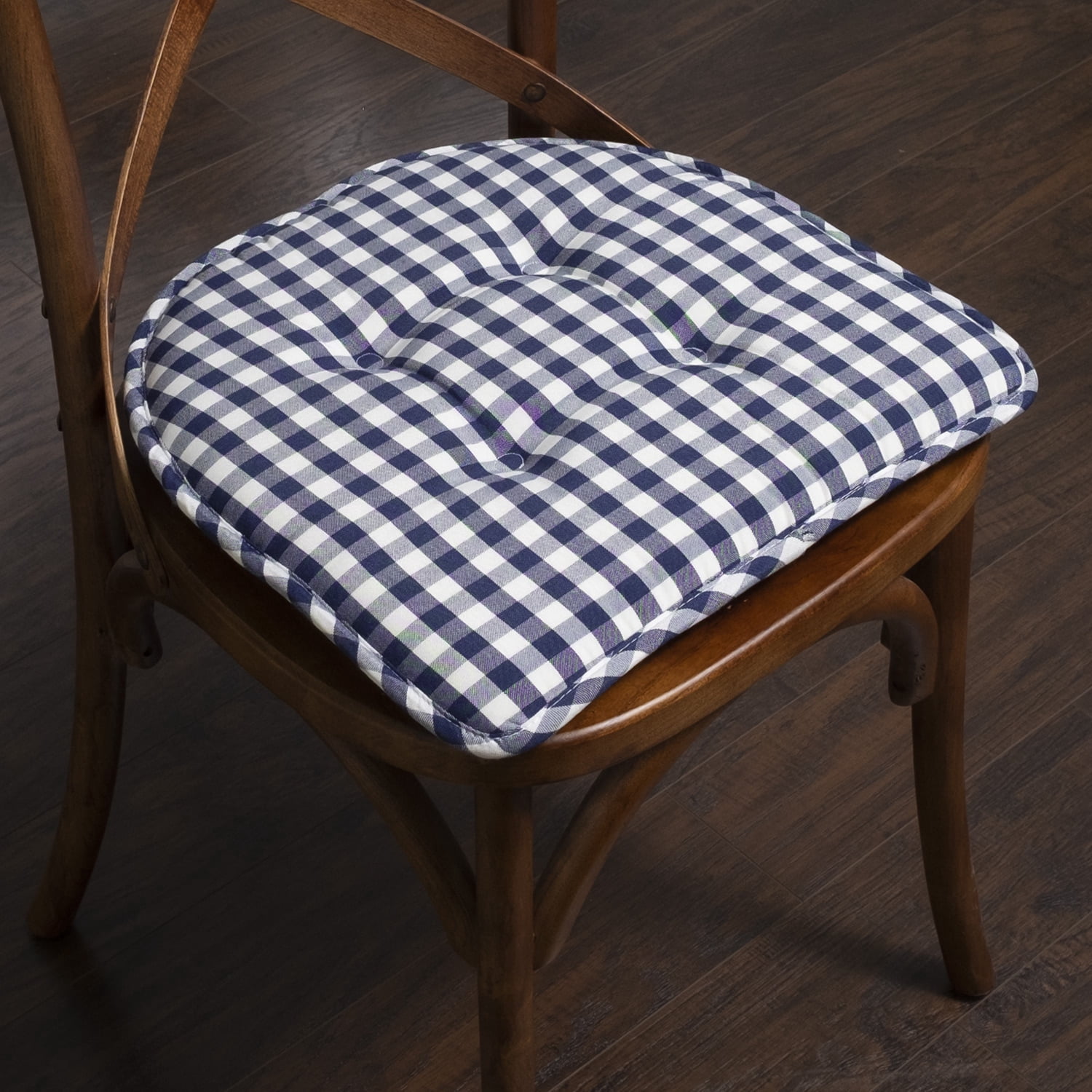 Checkered Memory Foam U-Shape Non-Slip Chair Cushion Pad 6 Pack - Navy/White