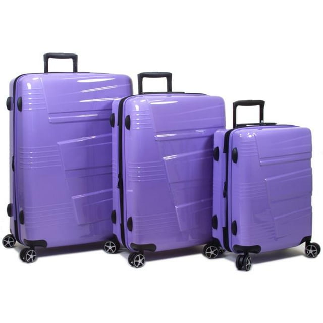 Dejuno 1909DJ-LAVENDER Lumos Ensemble de Bagages Rigides Extensibles à Roulettes, Lavande - 3 Pcs
