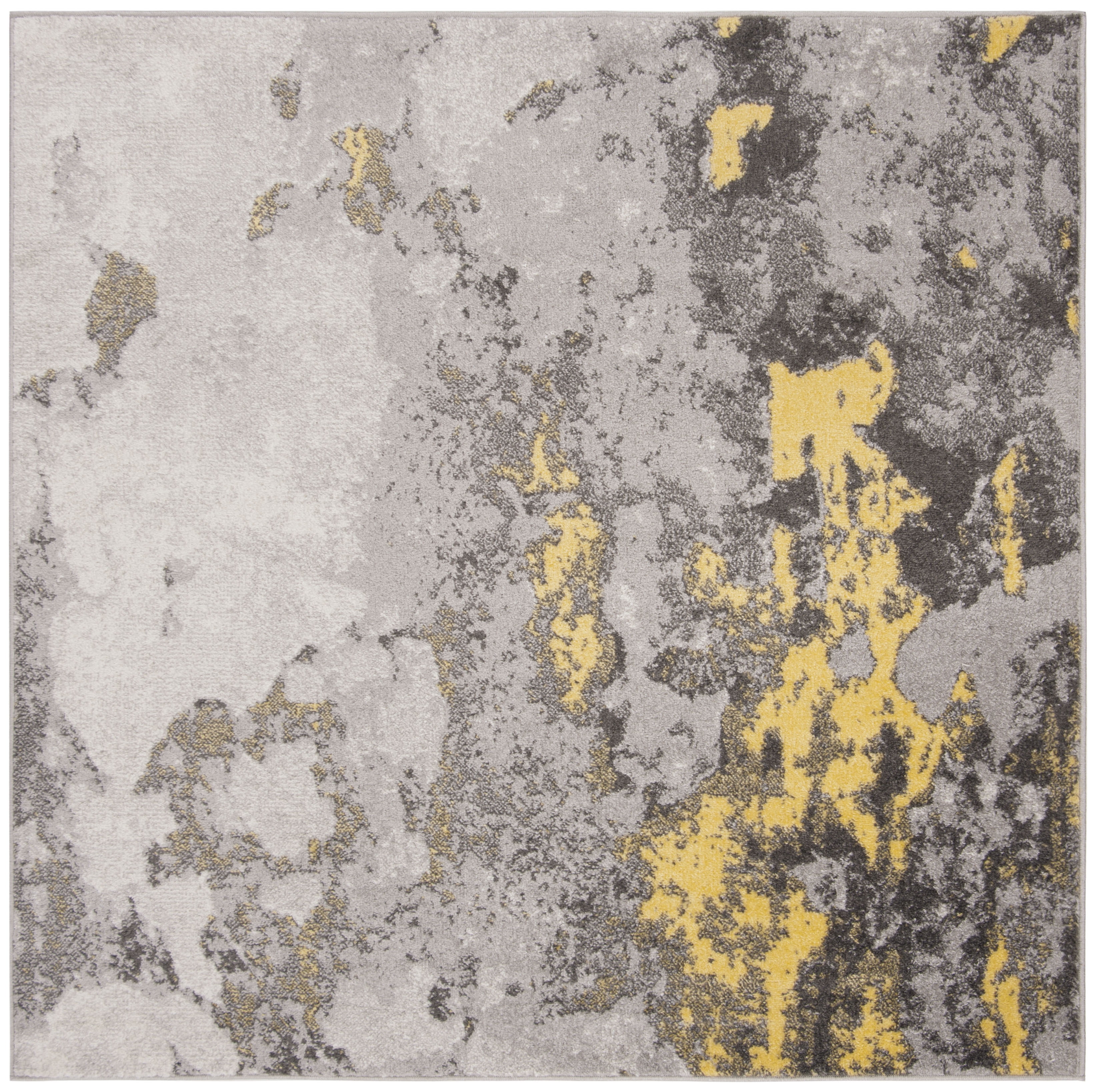 SAFAVIEH Adirondack Ladonna Abstract Area Rug, Grey/Yellow, 10' x 10' Square