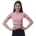 thumbnail image 1 of Moomaya Haut à Ourlet Croisé pour Femmes Manches Courtes Col Rond T-Shirt Blouse Hauts, 1 of 6