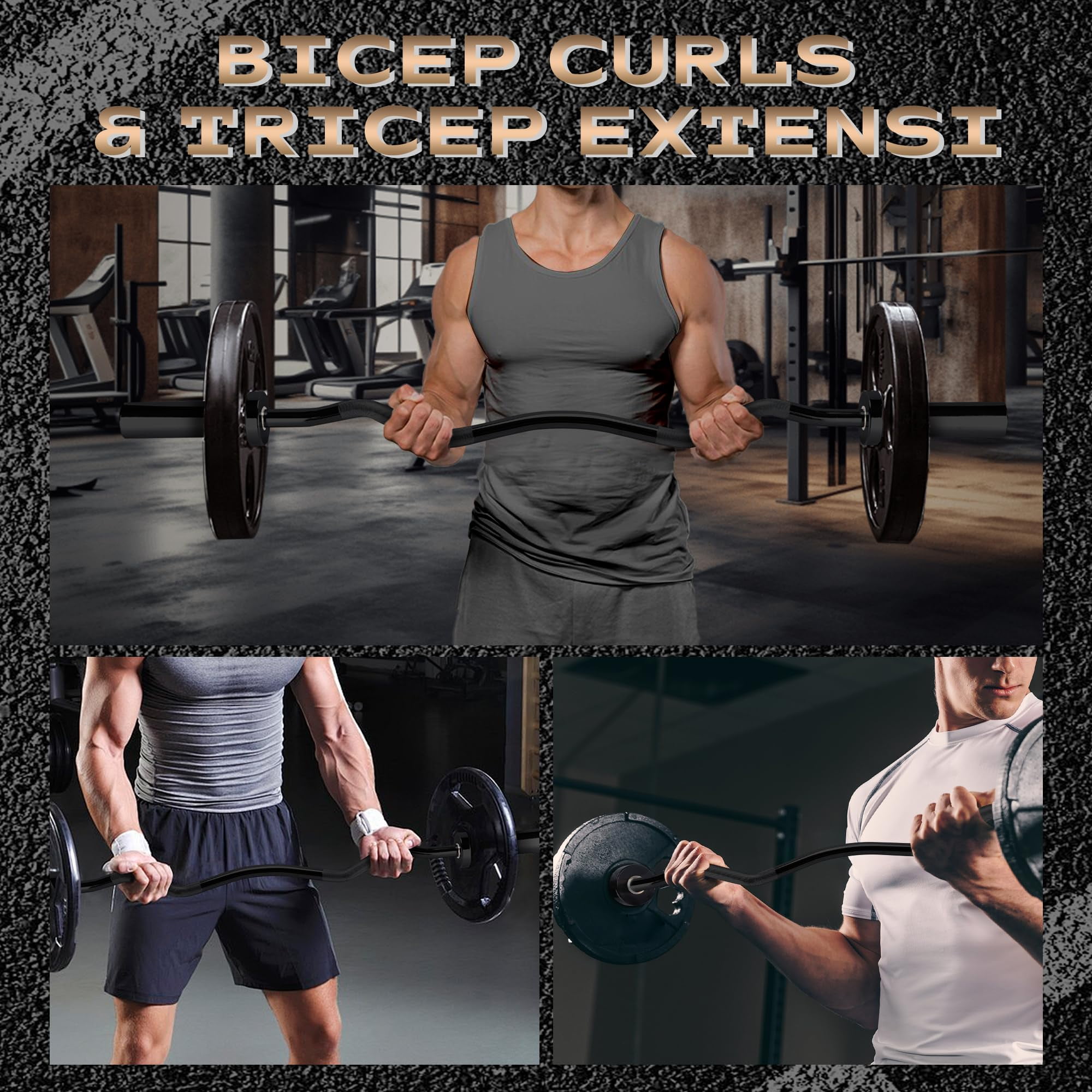 47" EZ Curl Barbell Bar, 500lb Capacity EZ Curl Bar for Weight Lifting, Biceps, triceps, Back/Leg Muscle Group exercise,Chrome Curling Bar Fit 2” Standard Weights - 2 Spring Collars
