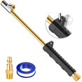 thumbnail image 1 of LUMITECO 12" Extended Reach Dual Head Air Chuck, 2-Way Connection 1/4" FNPT Straight Foot Lock On Tire Inflate Chuck, Tire Chuck w/Quick Plug, Air Compressor Fill Kit for Truck RV Semi Dually Tires, 1 of 8