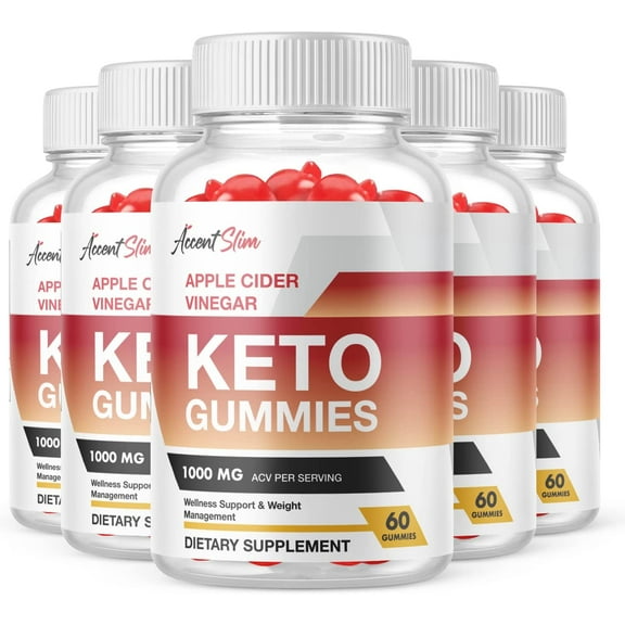 (5 Pack) Accent Slim Keto ACV Gummies - Supplement for Weight Loss - Energy & Focus Boosting Dietary Supplements for Weight Management & Metabolism - Fat Burn - 300 Gummies