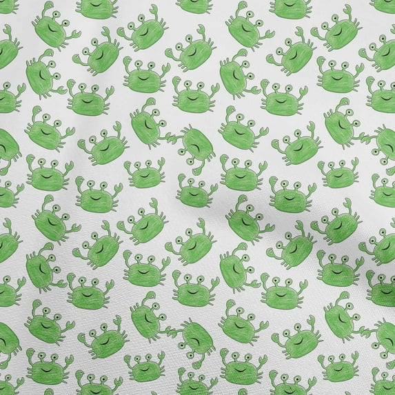 oneOone Cotton Jersey Light Green Fabric Kids Crab Sewing Fabric By The Yard Printed Diy Clothing Sewing Supplies 58 Inch Wide