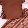 thumbnail image 3 of mgoYE Toddler Baby Girl Clothes Short Sleeve Ruffle Shirt Floral Pant Set 2 Piece Outfits for Girls Cute Clothing Set(Brown,1-2 Years), 3 of 3