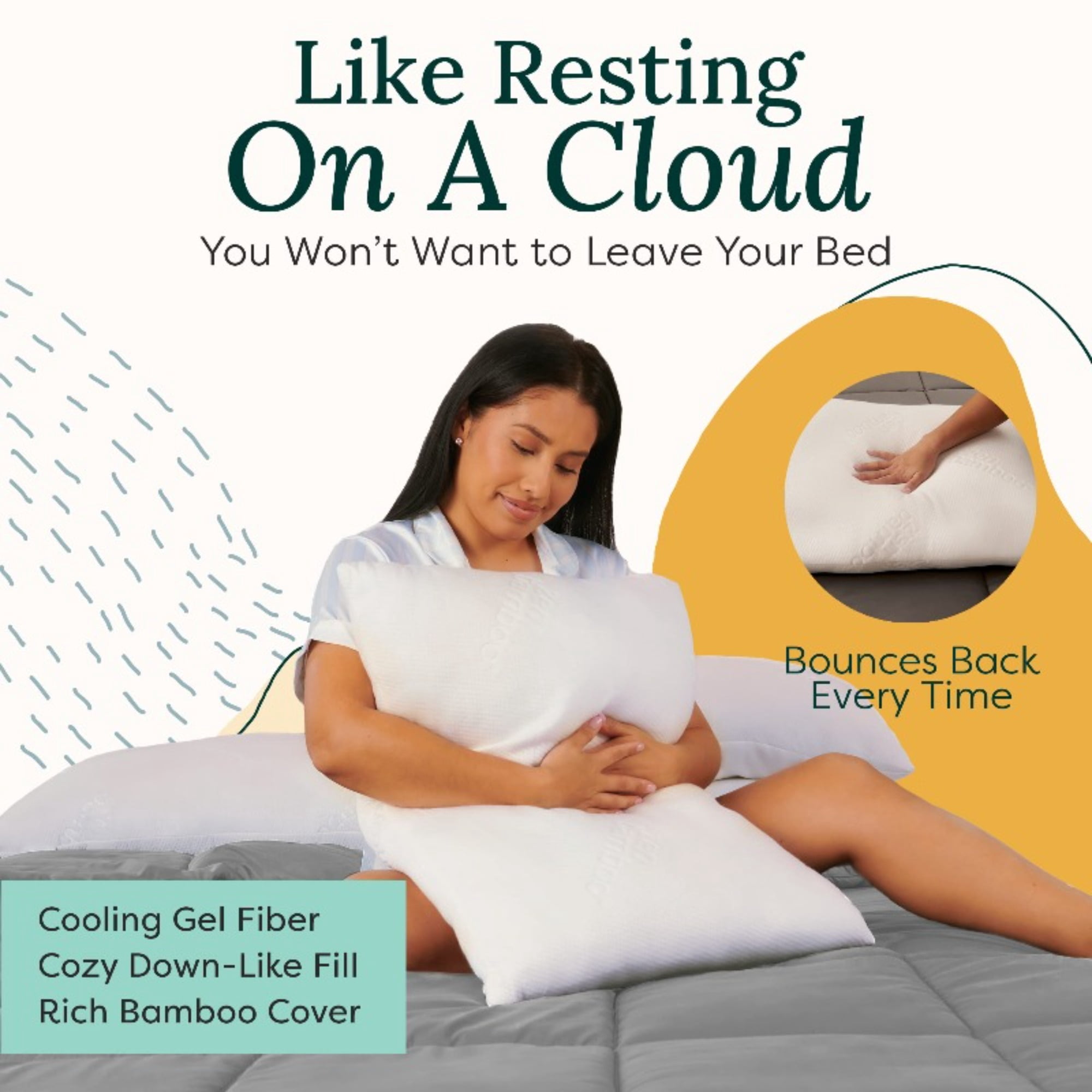 I DO Cooling Bamboo Pillows Queen Size 2 Pack -Ultra Plush Down Alternative Bed Pillows with Breathable Cover -Machine Washable, Hypoallergenic & Ideal for Hot Sleepers